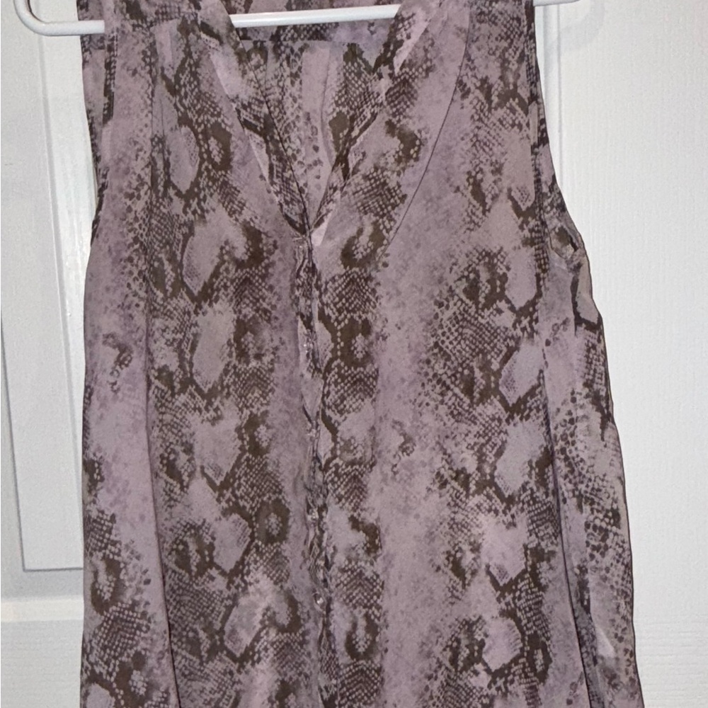 Aqua Brown and Cream Snake Print Blouse